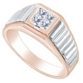 thumbnail image 1 of Father's Day Gift 0.41 Carat (Cttw) Princess White Natural Diamond Two Tone Men's Anniversary Band Ring In 14k Solid Rose Gold Ring Size-14, 1 of 2