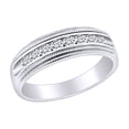 thumbnail image 1 of AFFY Father's Day Gift 1.01 Carat (Cttw) Round Shape White Natural Diamond Miligrain Men's Wedding Band Ring In 14k Solid White Gold Ring Size-10, 1 of 2
