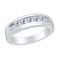 thumbnail image 1 of AFFY Father's Day Gift 1.05 Carat (Cttw) Princess Cut White Natural Diamond Five Stone Men's Wedding Band Ring In 14k Solid White Gold Ring Size-9.5, 1 of 2