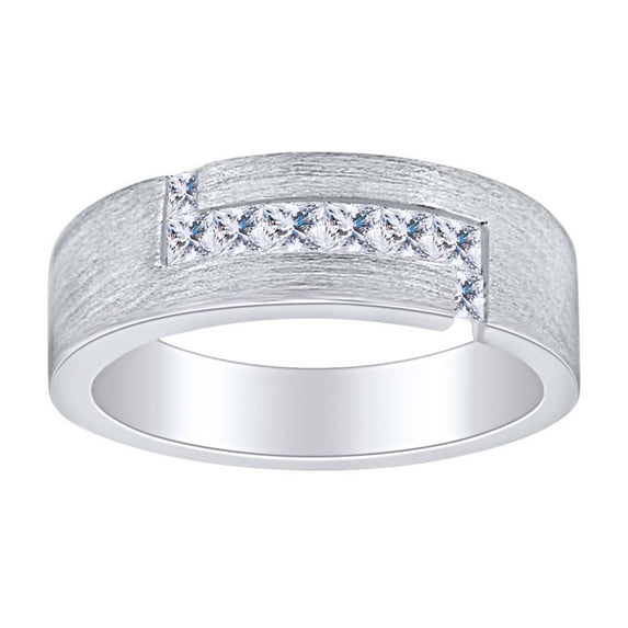 AFFY Father's Day Gift 1/2 Carat Princess Cut White Natural Diamond Men's Engagement Wedding Ring In 14k Solid White Gold (0.50 Cttw) Ring Size-9.5