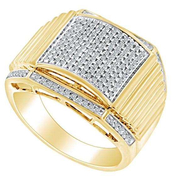 AFFY Father's Day Gift 1/2 Carat Round Cut White Natural Diamond Men's Anniversary Wedding Band Ring 14k Solid Yellow Gold (0.50 Cttw) Ring Size-9