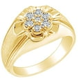 thumbnail image 1 of AFFY Father's Day Gift 1/2 Carat Round Shape White Natural Diamond Cluster Men's Wedding Band Ring In 14k Solid Yellow Gold (0.50 Cttw) Ring Size-10.5, 1 of 2