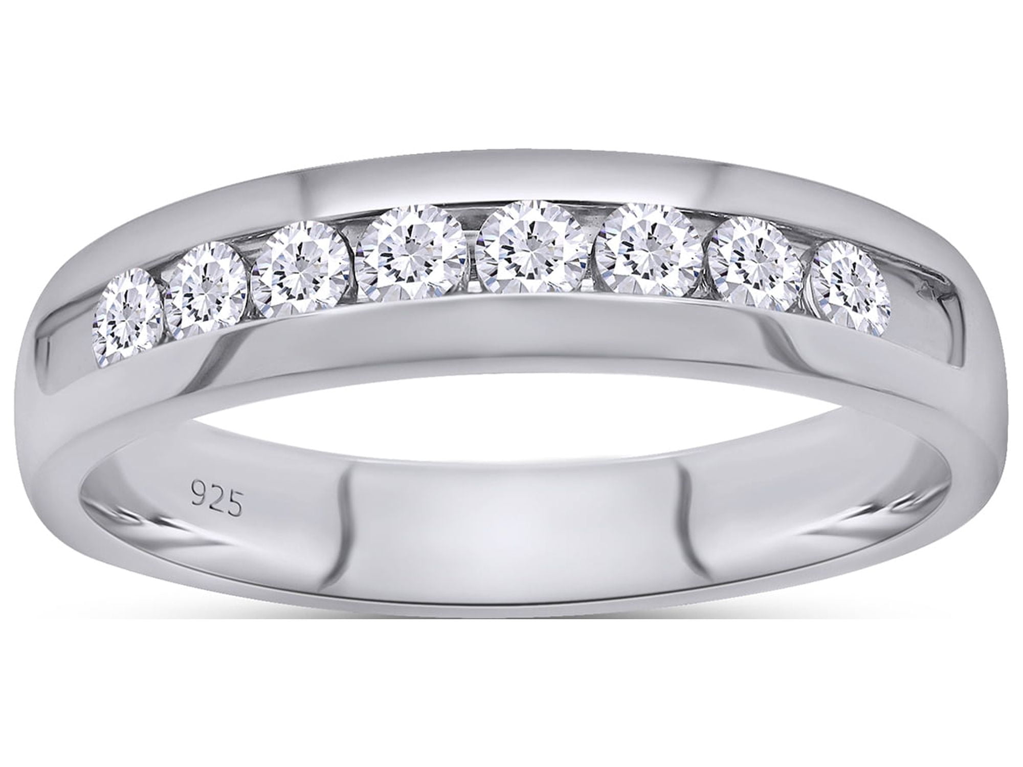 14Kt White Gold Channel Set Engagement Ring Mounting With 0.50cttw Natural  Diamonds