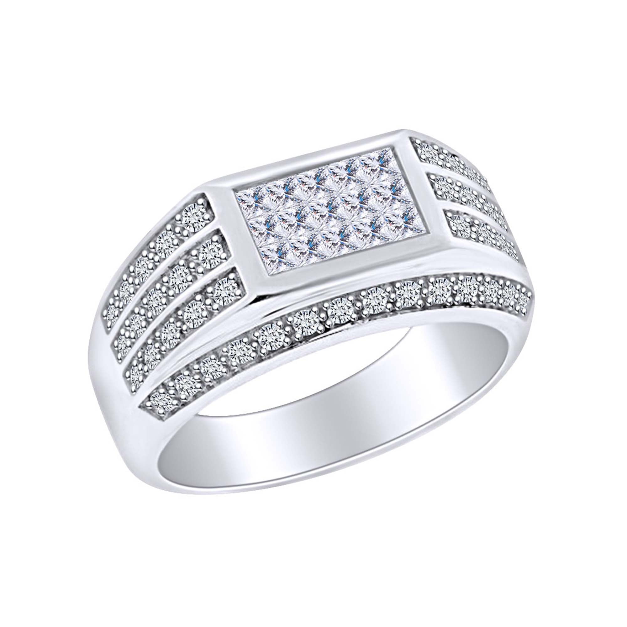 AFFY Father's Day Gift 1 Carat (Cttw) Princess & Round White