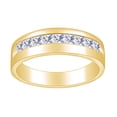 thumbnail image 1 of AFFY Father's Day Gift 1 Carat (Cttw) Princess Shape White Natural Diamond Channel Set Men's Wedding Band Ring In 14k Solid Yellow Gold Ring Size-9, 1 of 2