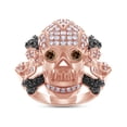 thumbnail image 1 of Father's Day Gift 2.20 Carat Round Cut Black, Brown & White Natural Diamond Men's Skull Band Ring In 14k Solid Rose Gold (Color: I-J, Clarity: I2-I3, 2.20 Cttw)-13, 1 of 6