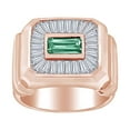 thumbnail image 1 of AFFY Father's Day Gift 2.5 Carat (Cttw) White Natural Diamond & Simulated Emerald Men's Statement Band Ring In 14k Solid Rose Gold Ring Size-12, 1 of 2
