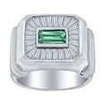 thumbnail image 1 of AFFY Father's Day Gift 2.5 Carat (Cttw) White Natural Diamond & Simulated Emerald Men's Statement Band Ring In 14k Solid White Gold Ring Size-11.5, 1 of 2