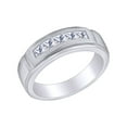 thumbnail image 1 of AFFY Father's Day Gift 3/4 Carat Princess White Natural Diamond Five Stone Men's Wedding Band Ring In 14k Solid White Gold (0.75 Cttw) Ring Size-14, 1 of 2