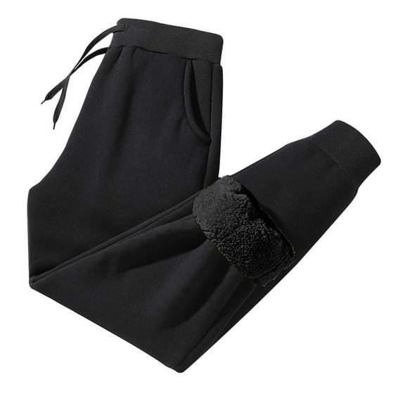 Father's Day Gift Clothes,POROPL Sanitary Plush Thickened Straight Solid Mid Waist Wind Proof Warm Cotton Pants Track Pants Men Black Size 2xl