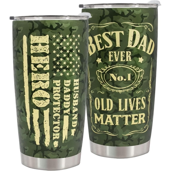 Father‘s Day Gift for Dad - Stainless Steel American Flag Tumbler Cup 20oz - Perfect Birthday, Valentines Day, Father''s Day, Christmas Gift for Dad from Daughter Son Wife - Leakproof and Durable