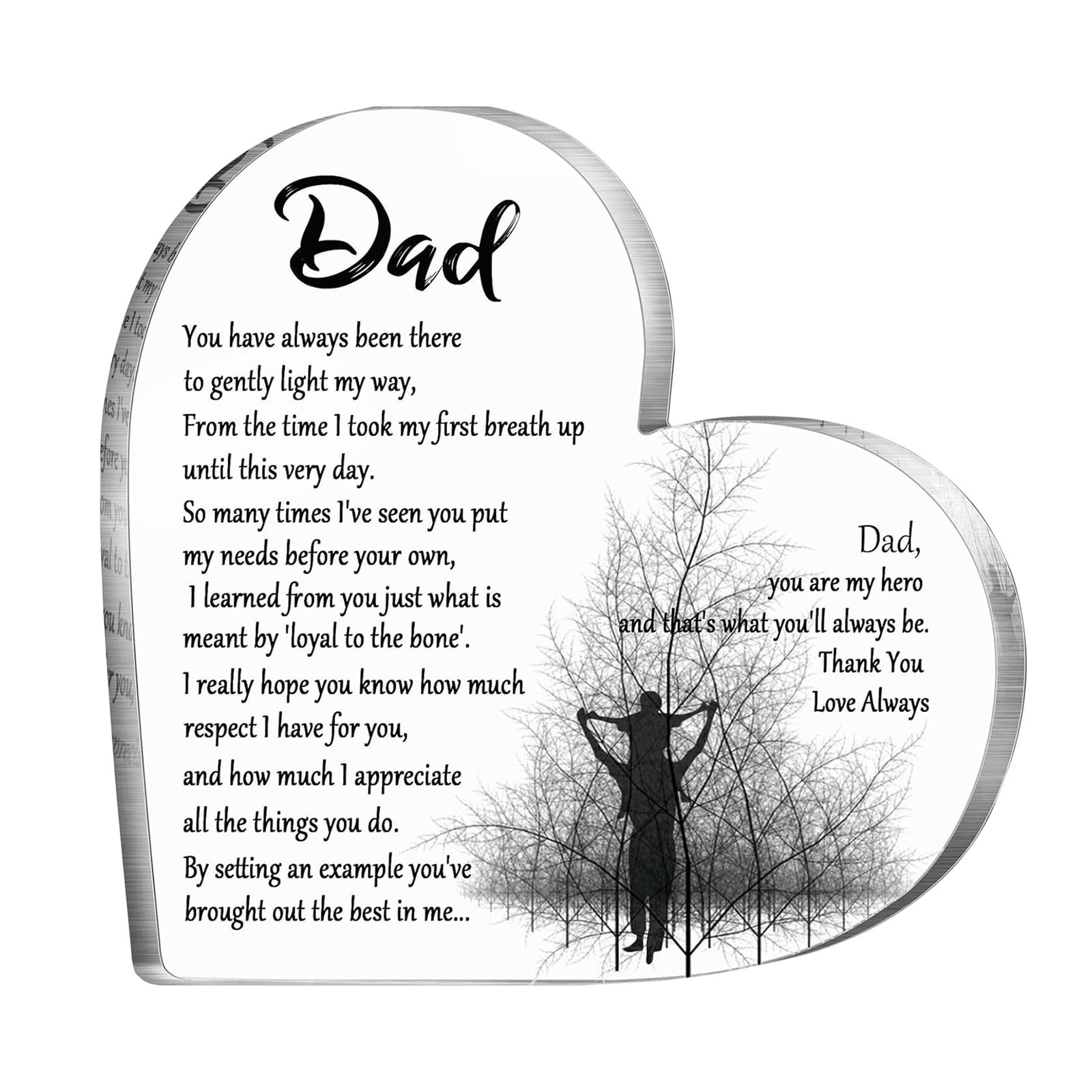 Father's Day Gift To My Daddy Sign Heart Shaped Acrylic Plaque Decor ...