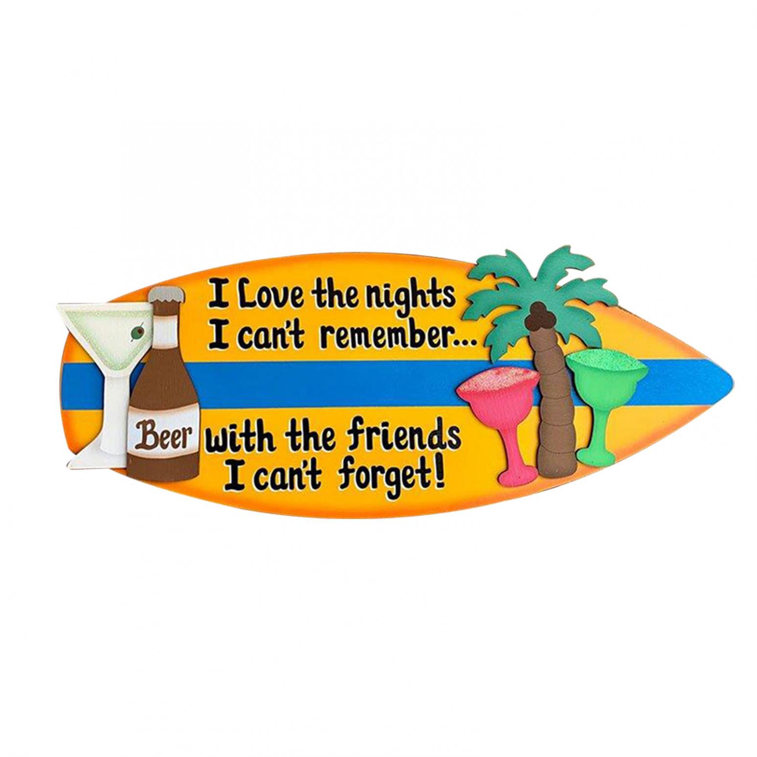 Father's Day Gift,Home Bar Surfboard Beer Pattern Wood Sign,Pool Deck