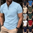 thumbnail image 1 of Father's Day Gift: Mens Short Sleeve Henley Shirts Muscle Fit Summer Quick Dry Athletic Workout T-Shirts 3 Button Band Collar Casual Front Placket Tee with Pocket, 1 of 5