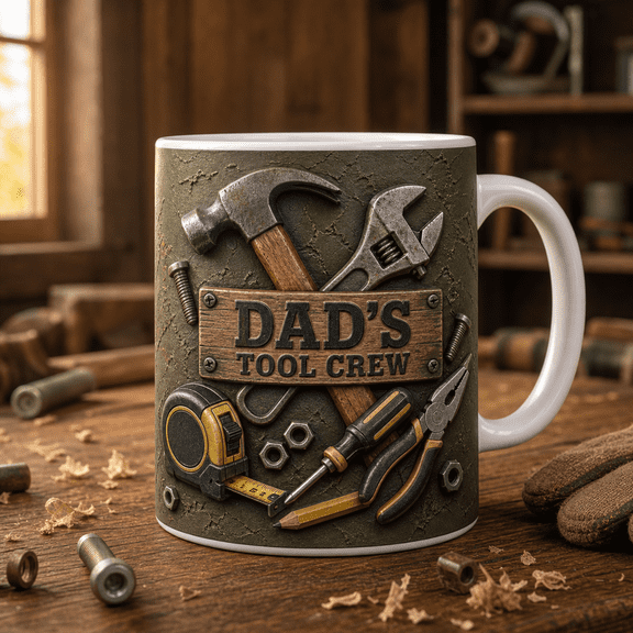 Father's Day Gift Mug for Tool Lover Dad, Dad's Tool Crew Coffee Mug