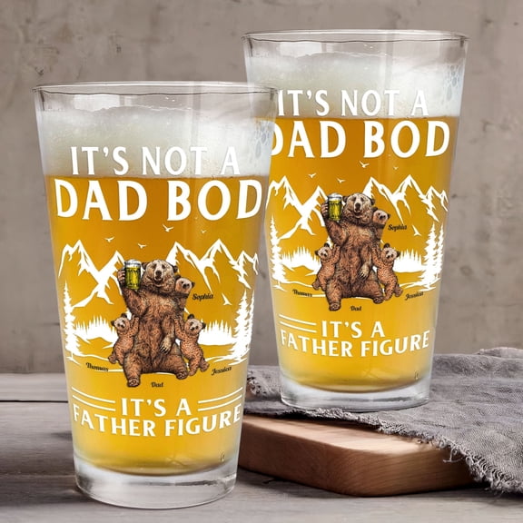 Father's Day Gift - Personalized Beer Glass for Dad, Custom Father Figure Pint Cup - Birthday Present, Dad Birthday Gift, Father's Day Gift for Husband - Custom Beer Mug for Men.