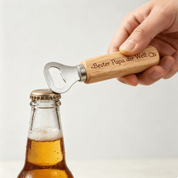 Father's Day Gift Personalized Wooden Bottle Opener for Dad, Natural Wood Handle with Stainless Steel Head, Beer Soda Cap Remover, Birthday Christmas BBQ Gift for Papa