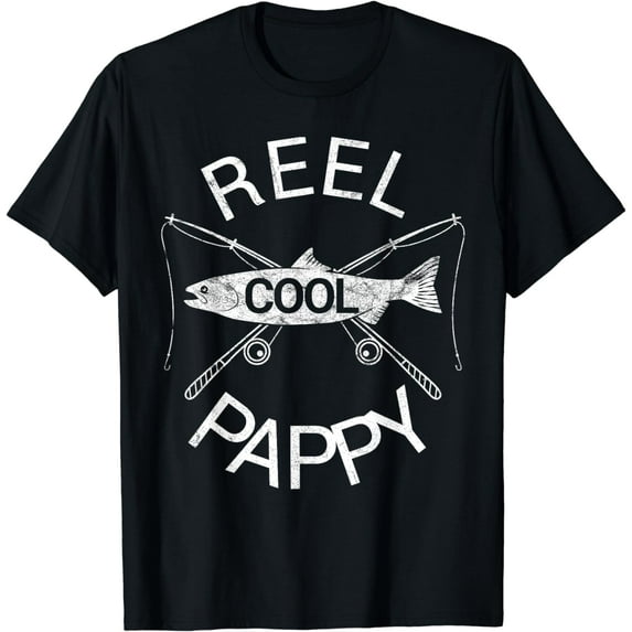 Father's Day Gift REEL COOL PAPPY Fish Grandpa Papa Dad Joke T-Shirt