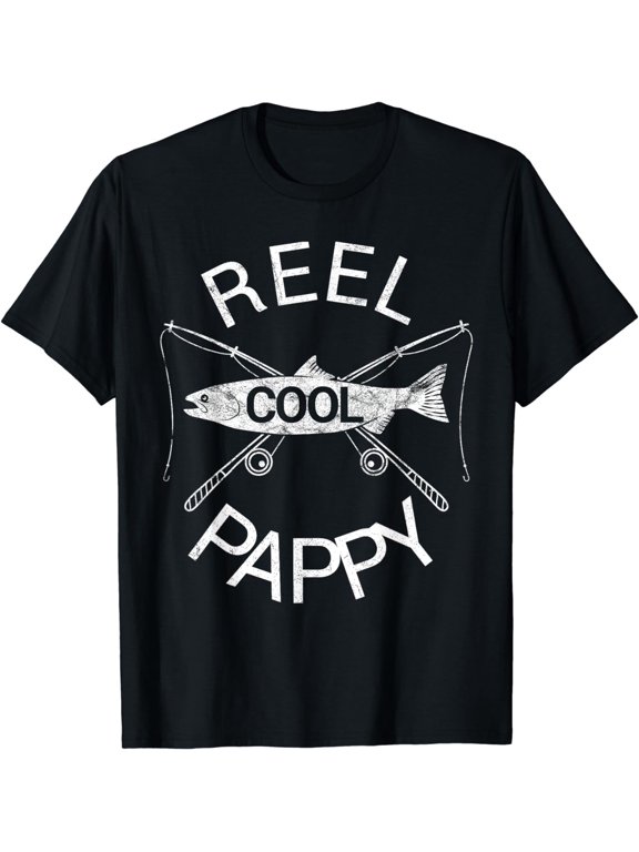 Father's Day Gift REEL COOL PAPPY Fish Grandpa Papa Dad Joke T-Shirt