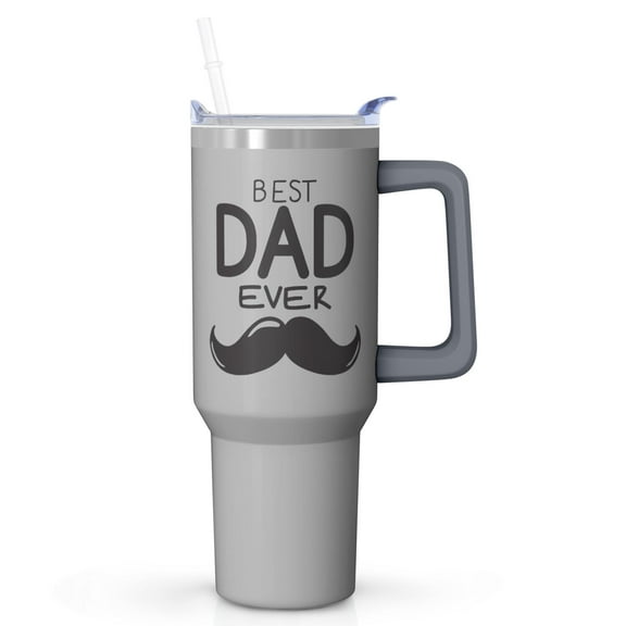 Father's Day Gift Set Idea, Best Dad Ever 40oz Tumbler with Straw, Stainless Steel Insulated Coffee Cup, Perfect Birthday Christmas Present for Dad Daddy from Daughter Son, Leak Proof Lid