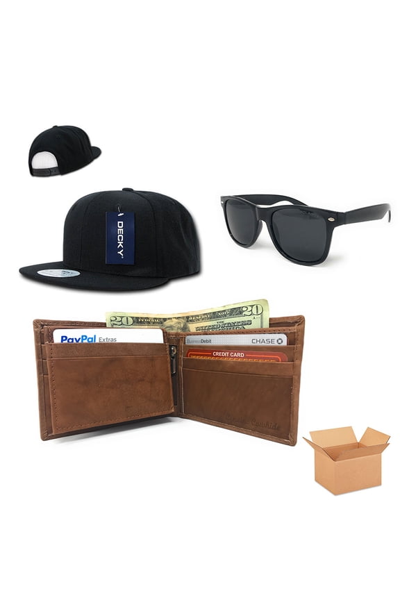 Father's Day Gift Set for Men Dad Baseball Dad Cap Leather Wallet Sunglasses