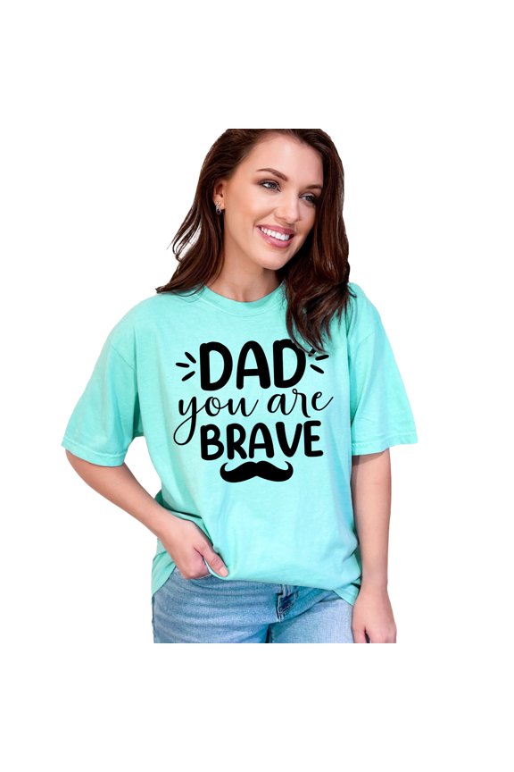 Father's Day Gift Shirt, Dad You Are Brave Tee, Funny Dad T-Shirt, Father Appreciation Gift, Mustache Graphic Shirt for Dad, Daddy Shirt, Chalky Mint Comfort Colors T-Shirt, XL