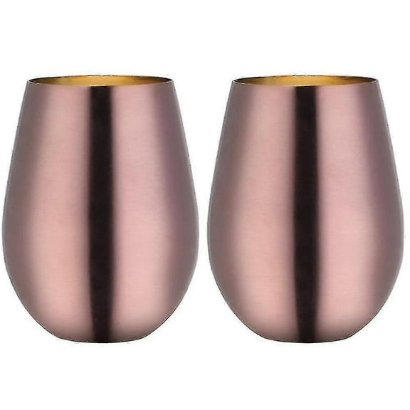 Father's Day Gift Stainless Steel Stemless Wine Glass, Outdoor Portable Wine Tumbler for the Pool, Camping, Cookouts - Rose gold
