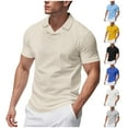 thumbnail image 1 of Father's Day Gift!Summer Fashion Mens T-shirts Plus Size New Style Solid Color Casual Ventilate Loose Lapel Short Sleeve Save 65% Instantly!, 1 of 9