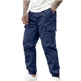 thumbnail image 1 of Summer Navy Fashion Work Pants for Men Plus Size Casual Solid Color Color With Drawstring And Multiple Pockets Small Leg Save 65% Instantly!, 1 of 7