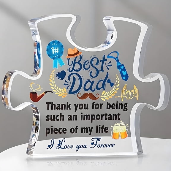 Father's Day Gifts Birthday Gifts from Daughter to Dad, Engraved Acrylic Block Puzzle Piece 3.9 X 3.15 Inch, Acrylic Keepsake,Father's Day Gift Ideas, Day Thanksgiving Gifts for Dad