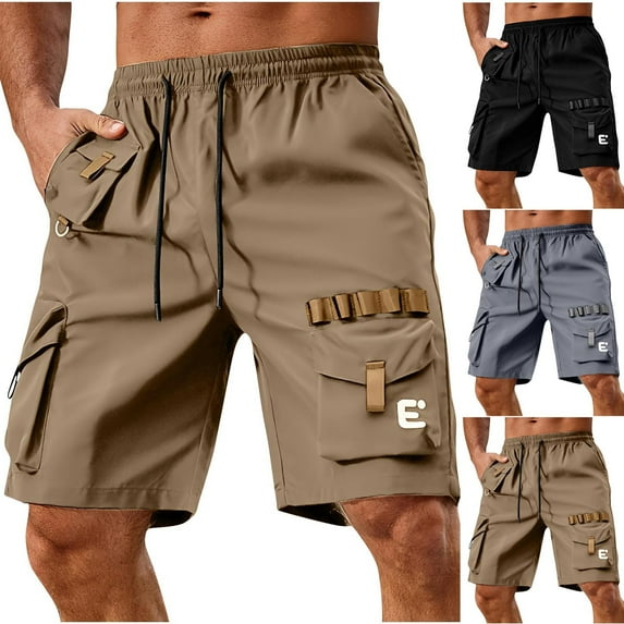 Father's Day Gifts DDAPJ pyju Mens Cargo Sweat Shorts Drawstring Elastic Waist Jogger Athletic Shorts Lightweight Stretch Workout Gym Shorts with Multi Pockets Gray XL