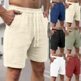 thumbnail image 1 of Father's Day Gifts DDAPJ pyju Mens Cotton Linen Shorts Drawstring Elastic Waist Summer Beach Shorts Baggy Comfy Lounge Shorts with Pockets Khaki XXL, 1 of 9