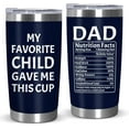 thumbnail image 1 of Father''s Day Gifts for Dad from Daughter Son - My Favorite Child Gave Me This Cup 20 oz Stainless Steel Cup Insulated Travel Tumbler with Lid - Fathers Day Birthday Gifts for Dad from Kids, 1 of 6