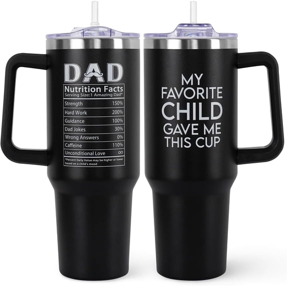 Father‘s Day Gifts For Dad From Daughter, Son ,Wife 40oz Tumbler with Handle and Straw Lid Dad Birthday Gift|New Dad Gifts|Grandpa Gifts|Gifts for Grandpa|Dad Gifts Stainless Steel |Favarite Child