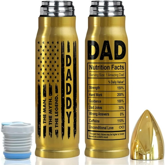 Father''s Day Gifts for Dad from Daughter Son Wife - Dad Gifts - Birthday Gifts for Dad Step Dad Father in Law Husband Him, Gifts for Men - Stainless Steel Daddy Bullet Tumbler 17oz