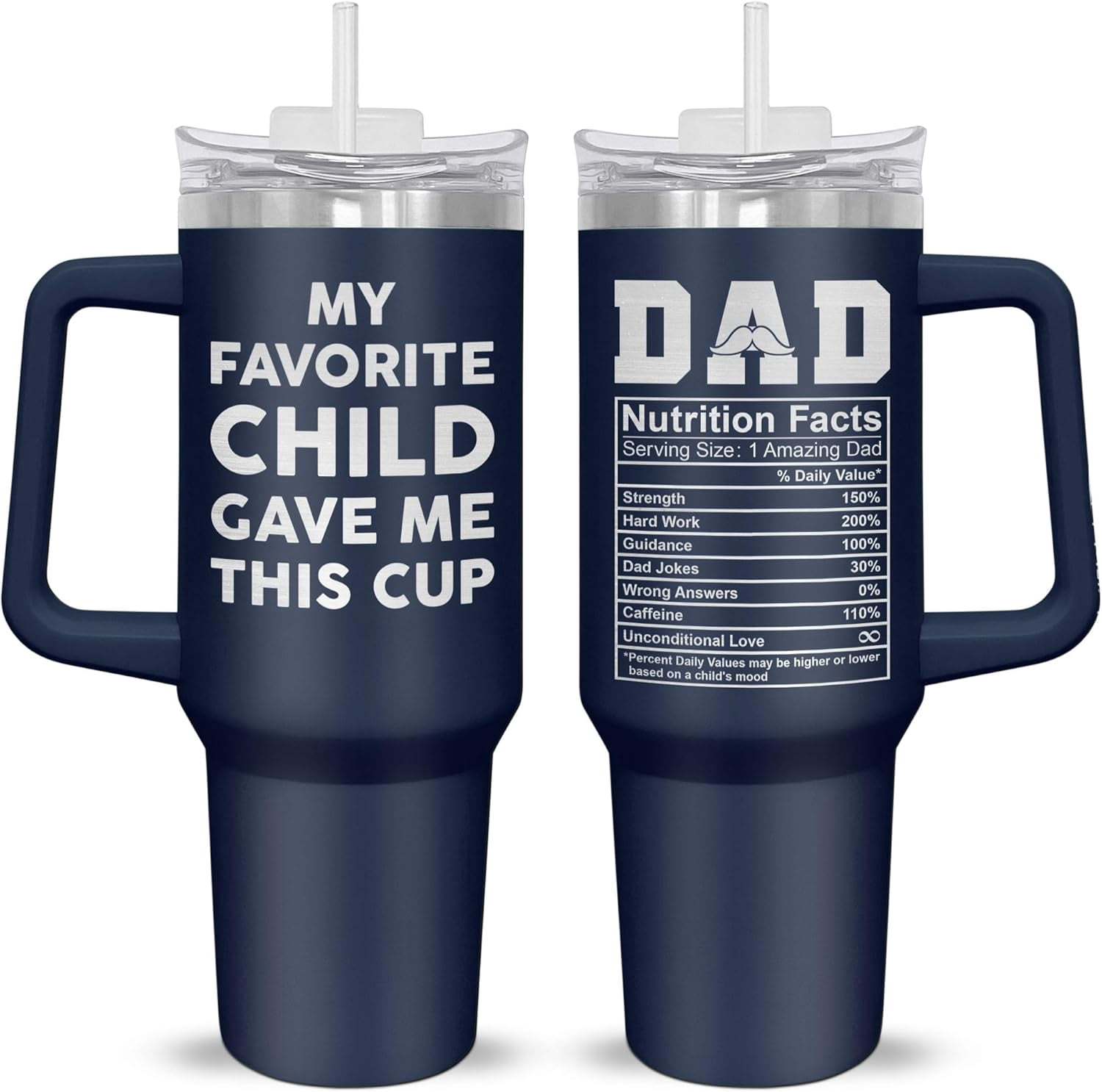Father's Day Gifts for Dad - Insulated 40 oz Tumbler with Straw and Handle - Fathers Day Birthday Gifts for Dad from Daughter Son, Mens Birthday Gift Ideas