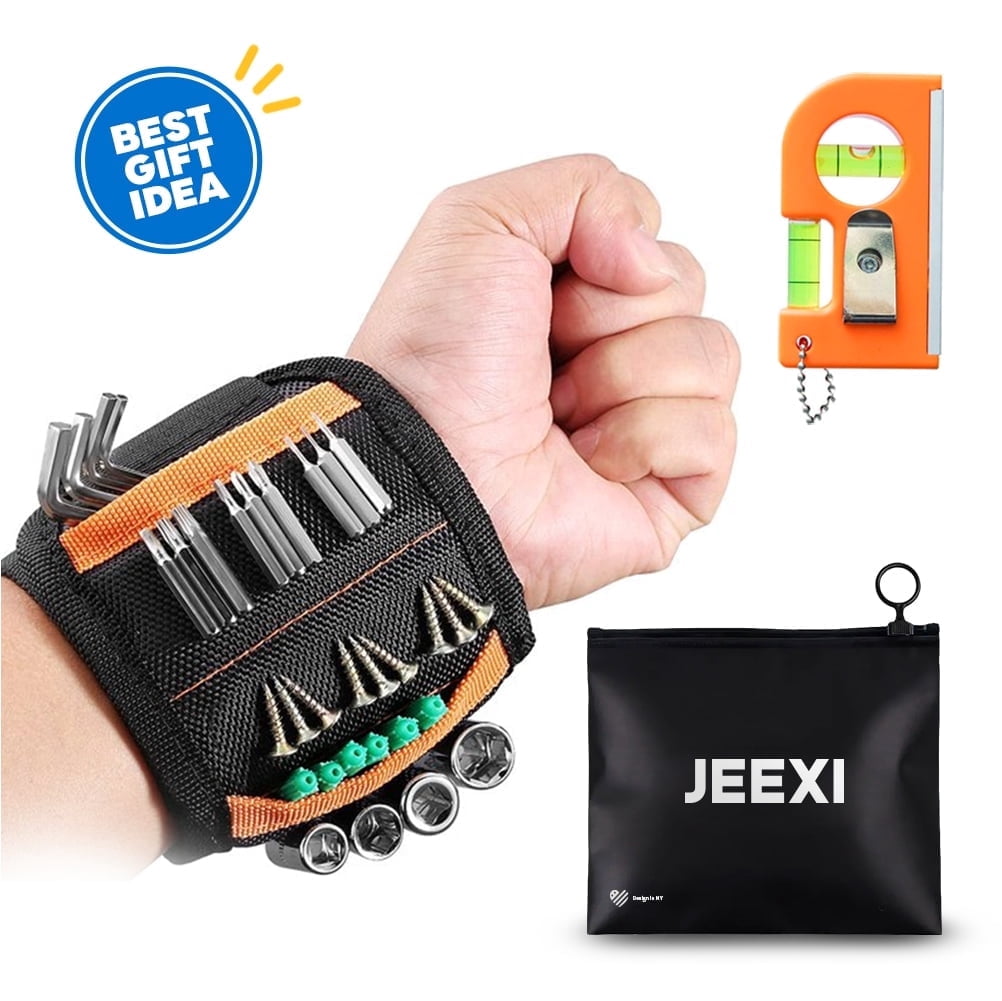 Father's Day Gifts JEEXI Magnetic Wristband - Men & Women's Tool Bracelet with 10 Strong Magnets to Hold Screws, Nails and Drilling Bits - Gift Ideas for Dad, H
