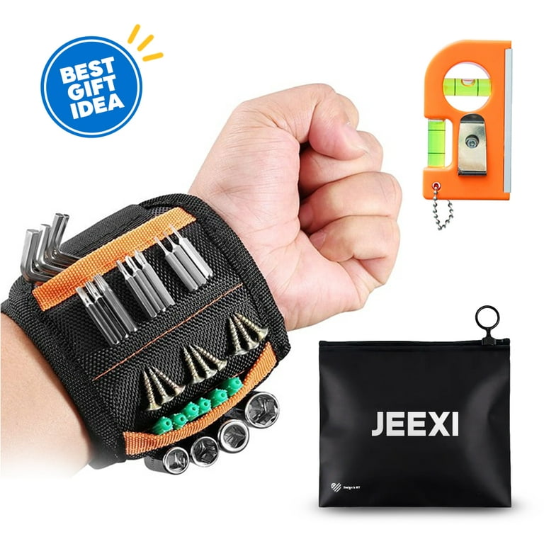 Father's Day Gifts JEEXI Magnetic Wristband - Men & Women's Tool Bracelet  with 10 Strong Magnets to Hold Screws, Nails and Drilling Bits - Gift Ideas  for Dad, Husband, Handyman, Best Stocking