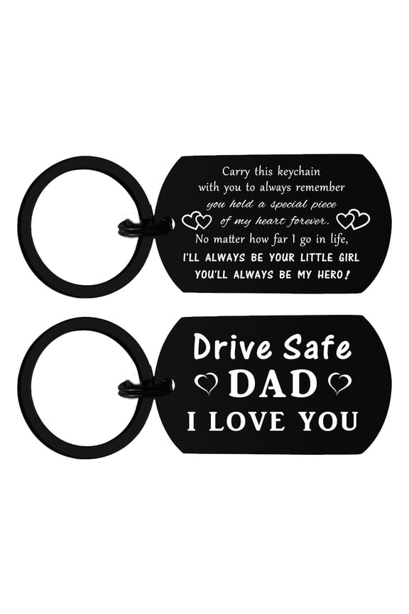 Father's Day Gifts for Dad from Daughter Son, Drive Safe I Love You Keychain for Birthday Christmas