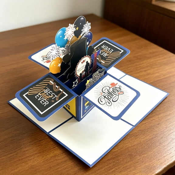 Father's Day Greeting Card, 3D Festival Gift Box for Dad Present
