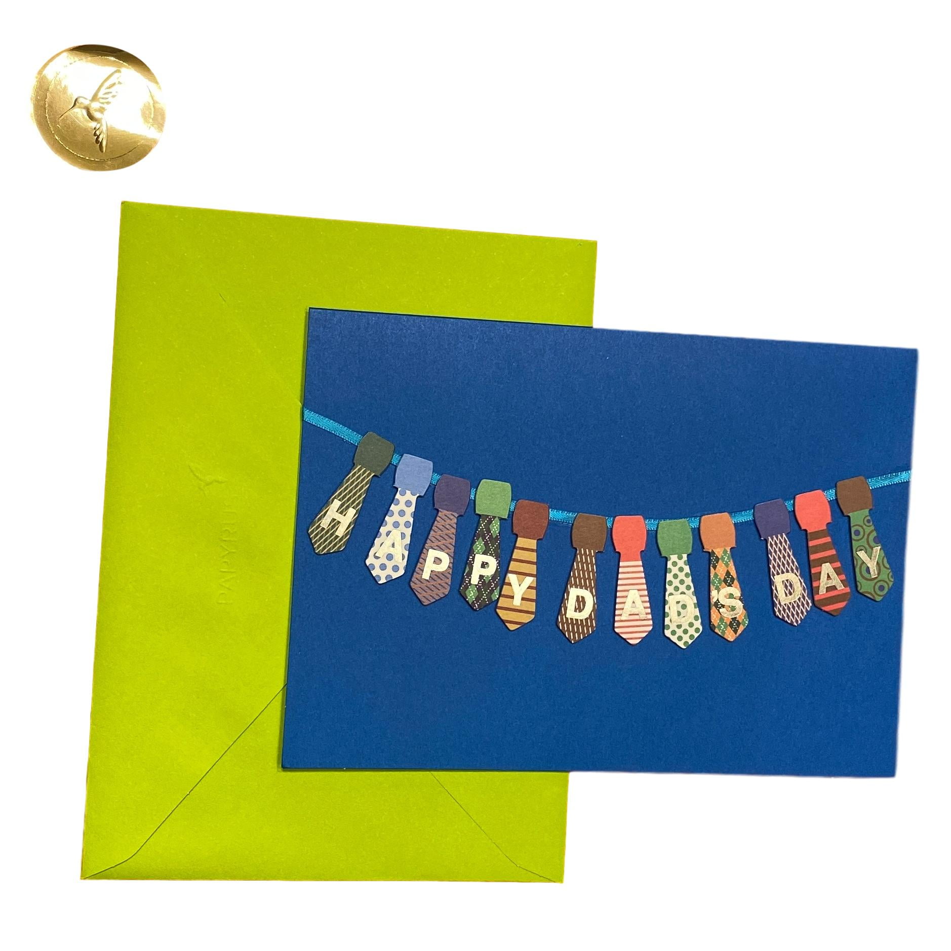 Father's Day Greeting Card - Happy Dad's Day - Paper Insert, 2D, Deluxe, Seal, with Necktie banner