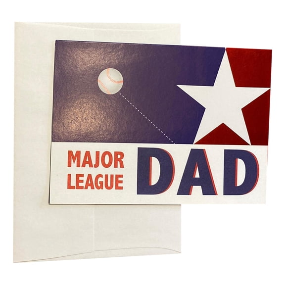 Father's Day Greeting Card - Major League DAD - Foil Accents, with star and soft ball