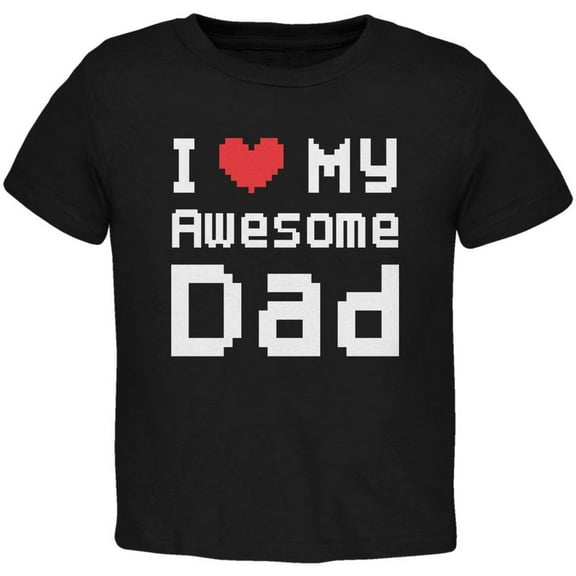Father's Day I Heart My Awesome Dad 8 Bit Pixel Black Toddler T-Shirt