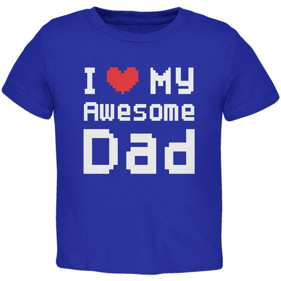 Father's Day I Heart My Awesome Dad 8 Bit Pixel Royal Toddler T-Shirt - 2T