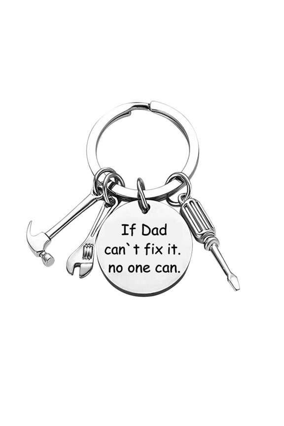 Father's Day Keychain For Dad, 1 Inch Round Size Keyring With Dad Engraved Text For Gifting - 1 Inch Round Diameter, Stylish And Durable Design, Easy To Attach To Keys - For Dad,