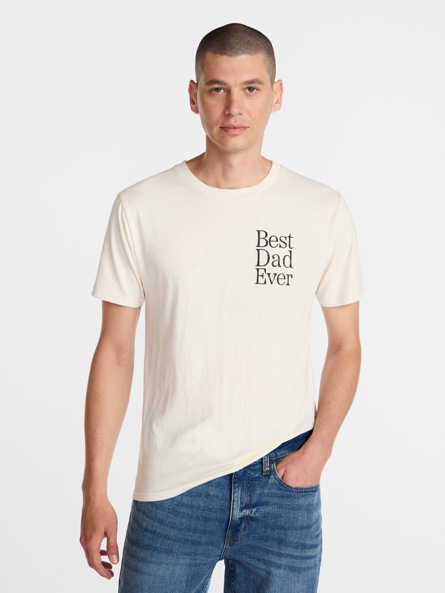 Father's Day Men's Best Dad Ever Chest Graphic Tee by Way to Celebrate, Sizes XS-5XL