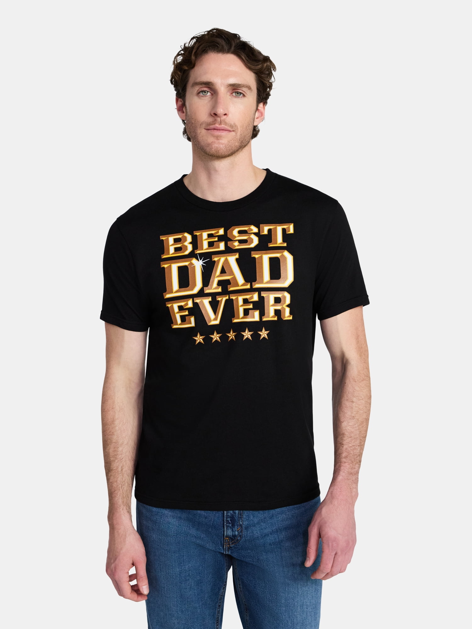 Father's Day Men's Best Dad Golden Graphic Tee by Way to Celebrate, Sizes XS-5XL