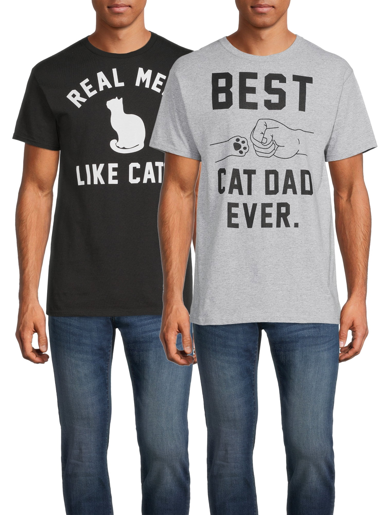 Father's Day Men's & Big Men's Cat Dad Short Sleeve Graphic Tees, 2