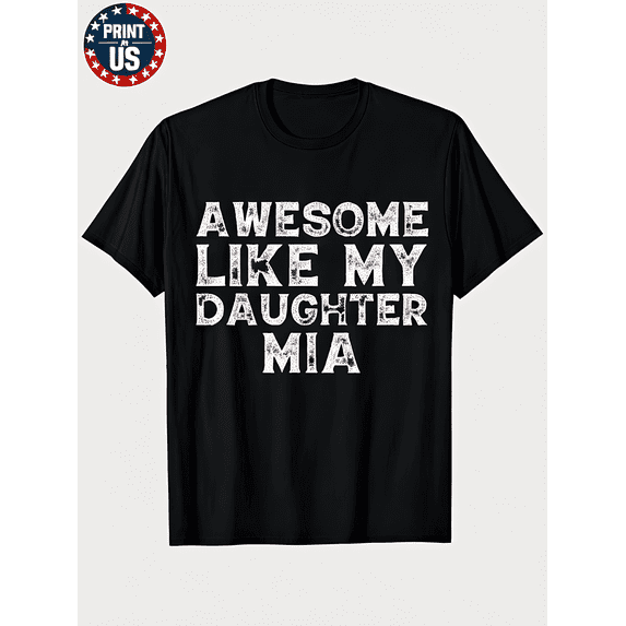 Father's Day Men's T-Shirt, Pure Cotton Fun Graphic Tee, Round Neck Short Sleeve and Machine Washable, Clothes for Summe Unisex,Size S-3XL,Black