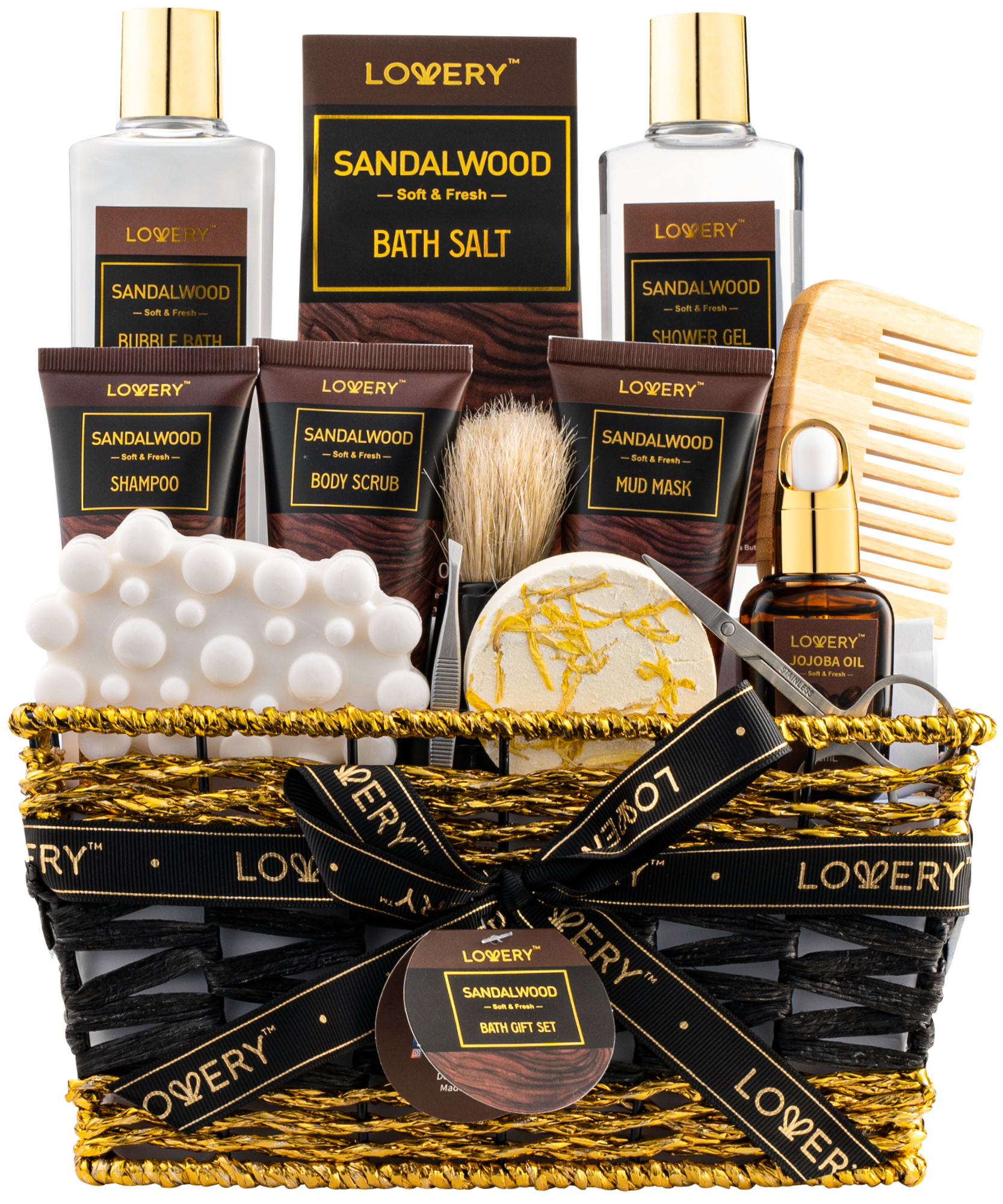 Father's Day Mens Gift Set - 14 Pc Sandalwood Bath Gift Set - Personal Self Care Kit - image 1 of 8